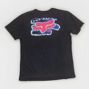 Vintage Fox Racing Motocross T-Shirt Black Large 21x27 Distressed Graphic Y2K